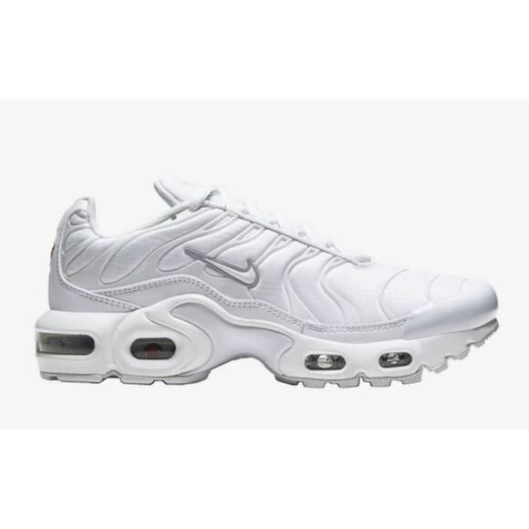 NIKE Air Max Plus "White/White" Running Shoes Size 7Y/W8.5 - Picture 1 of 16